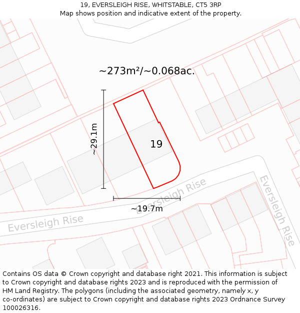 19, EVERSLEIGH RISE, WHITSTABLE, CT5 3RP: Plot and title map