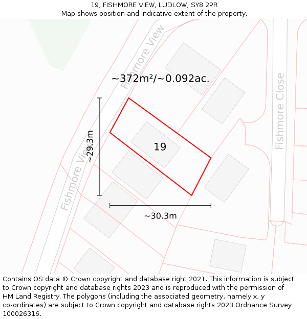 19, FISHMORE VIEW, LUDLOW, SY8 2PR: Plot and title map