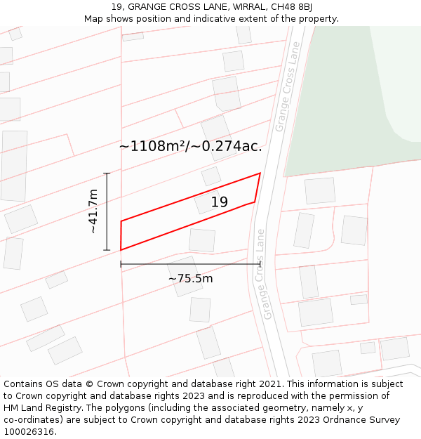 19, GRANGE CROSS LANE, WIRRAL, CH48 8BJ: Plot and title map