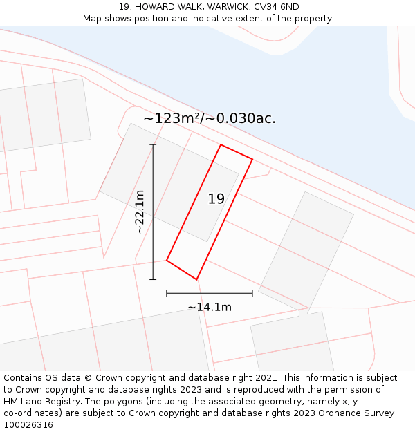 19, HOWARD WALK, WARWICK, CV34 6ND: Plot and title map