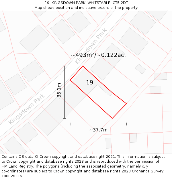 19, KINGSDOWN PARK, WHITSTABLE, CT5 2DT: Plot and title map