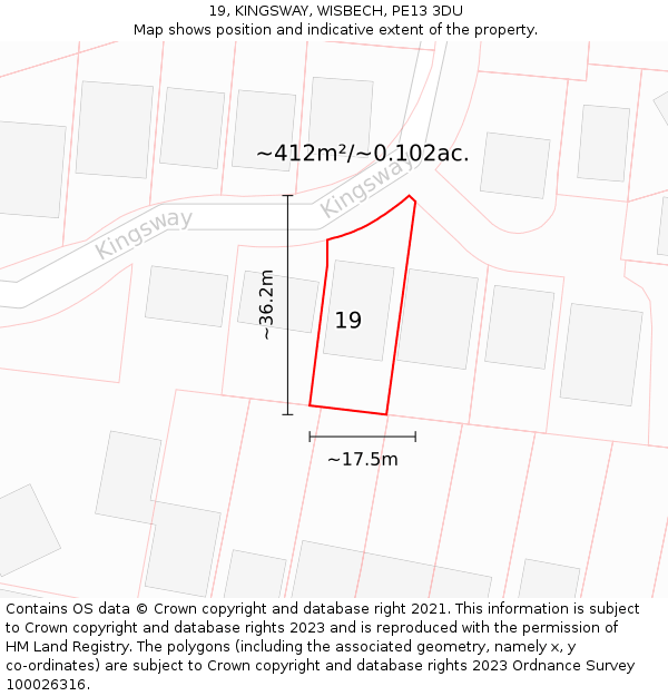 19, KINGSWAY, WISBECH, PE13 3DU: Plot and title map