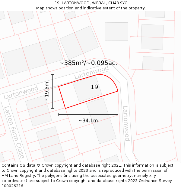 19, LARTONWOOD, WIRRAL, CH48 9YG: Plot and title map