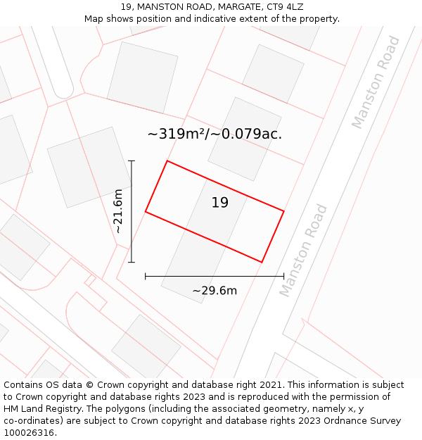 19, MANSTON ROAD, MARGATE, CT9 4LZ: Plot and title map