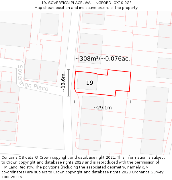 19, SOVEREIGN PLACE, WALLINGFORD, OX10 9GF: Plot and title map