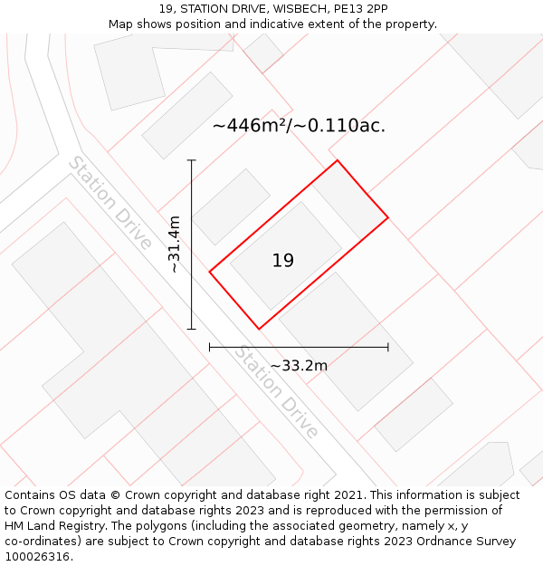 19, STATION DRIVE, WISBECH, PE13 2PP: Plot and title map