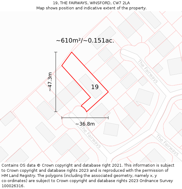 19, THE FAIRWAYS, WINSFORD, CW7 2LA: Plot and title map