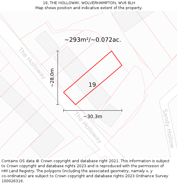 19, THE HOLLOWAY, WOLVERHAMPTON, WV6 8LH: Plot and title map