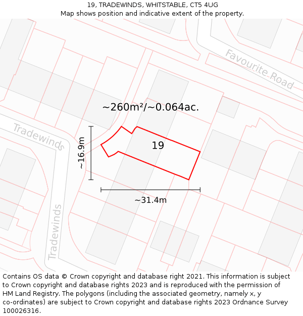 19, TRADEWINDS, WHITSTABLE, CT5 4UG: Plot and title map