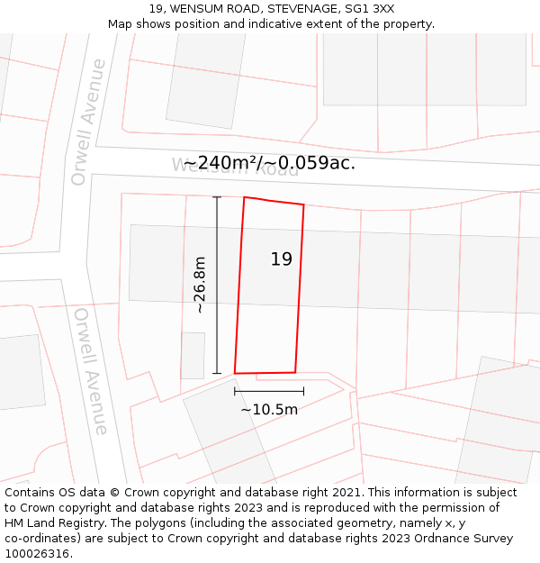 19, WENSUM ROAD, STEVENAGE, SG1 3XX: Plot and title map