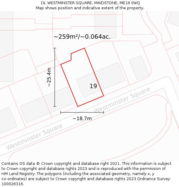 19, WESTMINSTER SQUARE, MAIDSTONE, ME16 0WQ: Plot and title map