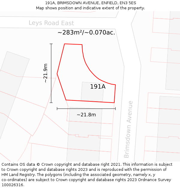 191A, BRIMSDOWN AVENUE, ENFIELD, EN3 5ES: Plot and title map