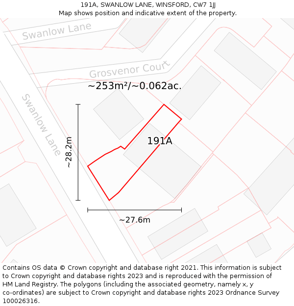 191A, SWANLOW LANE, WINSFORD, CW7 1JJ: Plot and title map