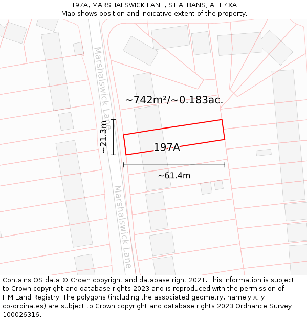 197A, MARSHALSWICK LANE, ST ALBANS, AL1 4XA: Plot and title map