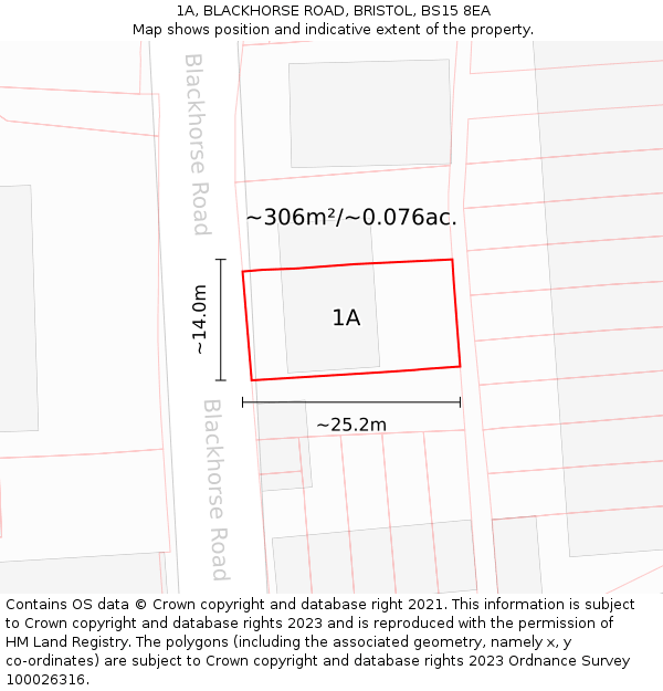 1A, BLACKHORSE ROAD, BRISTOL, BS15 8EA: Plot and title map