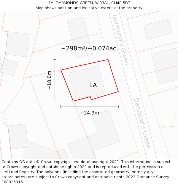 1A, DARMONDS GREEN, WIRRAL, CH48 5DT: Plot and title map