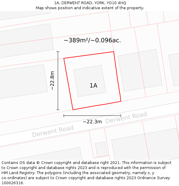 1A, DERWENT ROAD, YORK, YO10 4HQ: Plot and title map