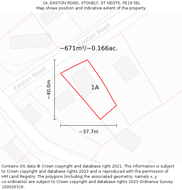 1A, EASTON ROAD, STONELY, ST NEOTS, PE19 5EL: Plot and title map