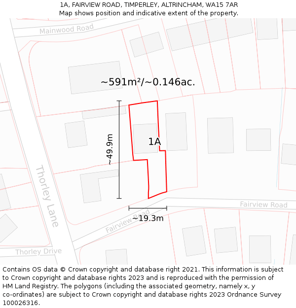 1A, FAIRVIEW ROAD, TIMPERLEY, ALTRINCHAM, WA15 7AR: Plot and title map