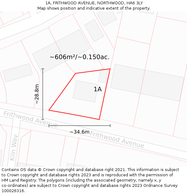 1A, FRITHWOOD AVENUE, NORTHWOOD, HA6 3LY: Plot and title map