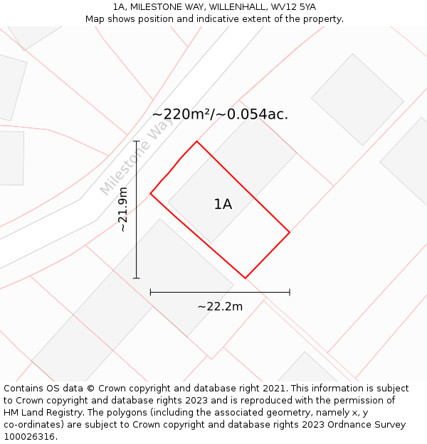 1A, MILESTONE WAY, WILLENHALL, WV12 5YA: Plot and title map