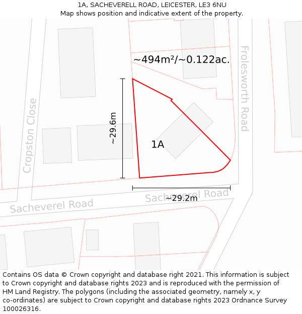 1A, SACHEVERELL ROAD, LEICESTER, LE3 6NU: Plot and title map