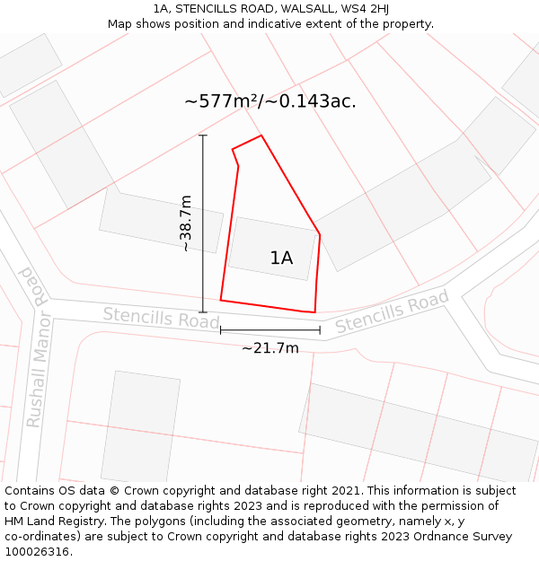 1A, STENCILLS ROAD, WALSALL, WS4 2HJ: Plot and title map