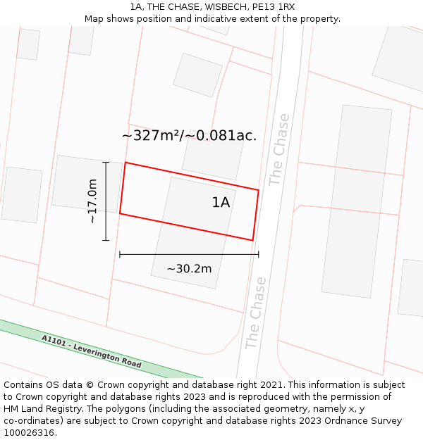 1A, THE CHASE, WISBECH, PE13 1RX: Plot and title map