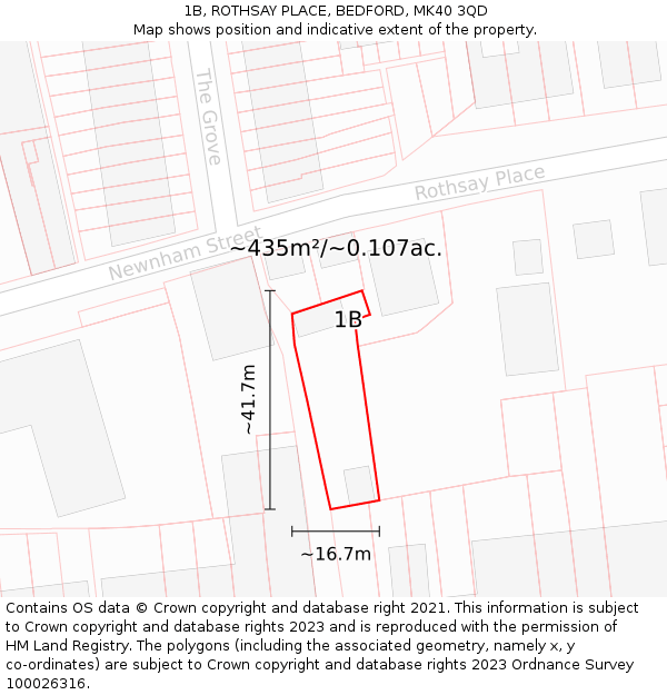 1B, ROTHSAY PLACE, BEDFORD, MK40 3QD: Plot and title map