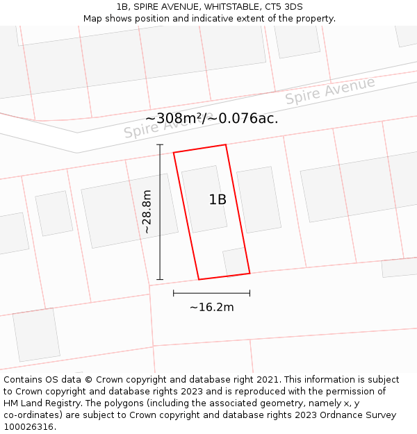 1B, SPIRE AVENUE, WHITSTABLE, CT5 3DS: Plot and title map