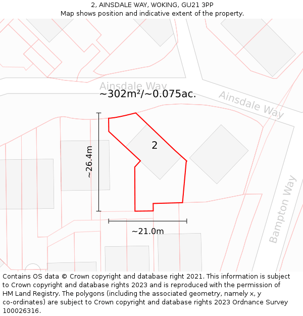 2, AINSDALE WAY, WOKING, GU21 3PP: Plot and title map