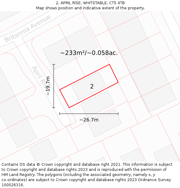 2, APRIL RISE, WHITSTABLE, CT5 4TB: Plot and title map