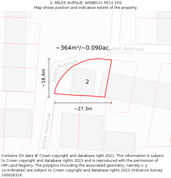 2, ARLES AVENUE, WISBECH, PE13 2SS: Plot and title map