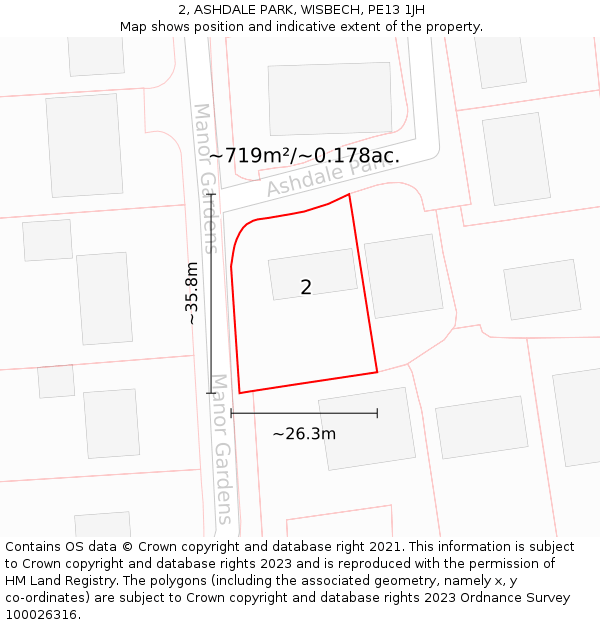 2, ASHDALE PARK, WISBECH, PE13 1JH: Plot and title map