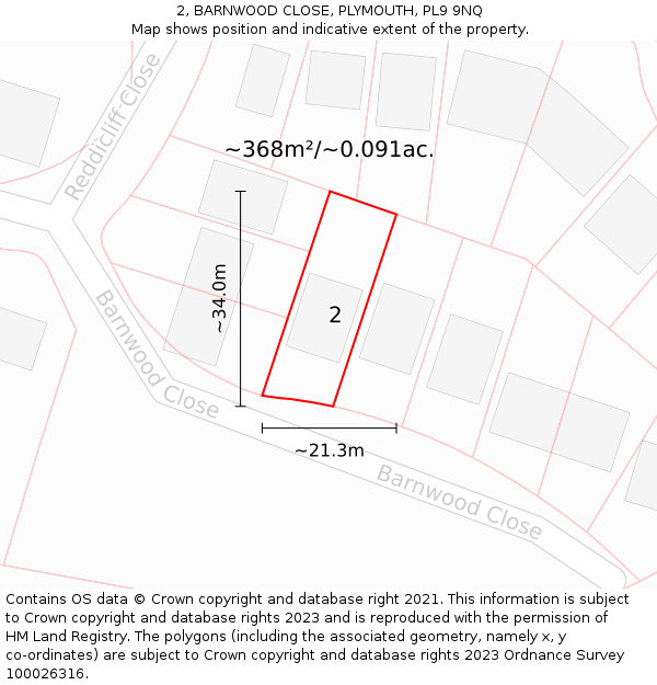 2, BARNWOOD CLOSE, PLYMOUTH, PL9 9NQ: Plot and title map