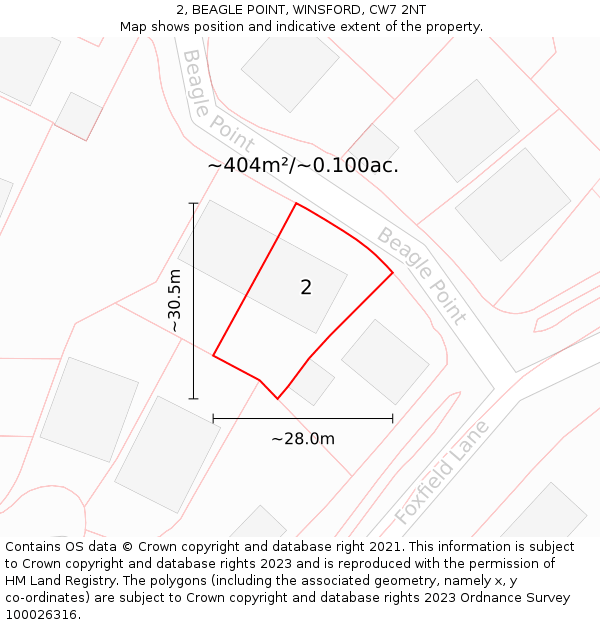 2, BEAGLE POINT, WINSFORD, CW7 2NT: Plot and title map