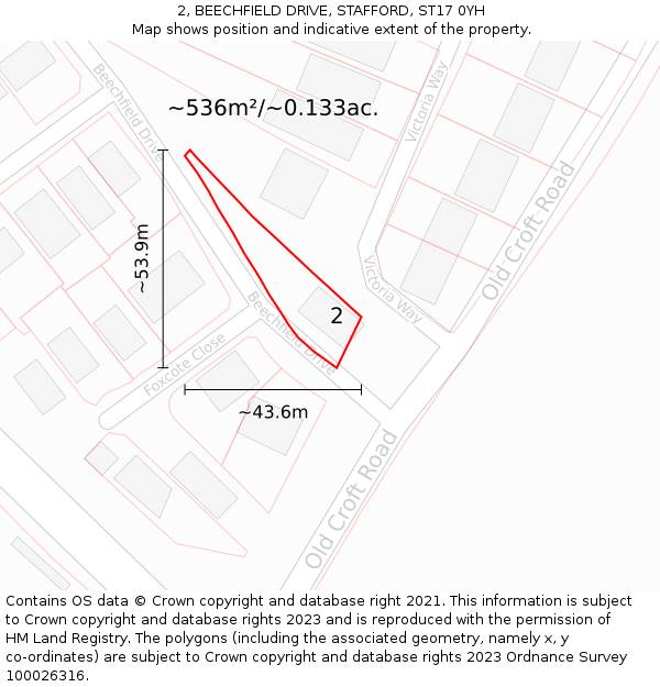 2, BEECHFIELD DRIVE, STAFFORD, ST17 0YH: Plot and title map