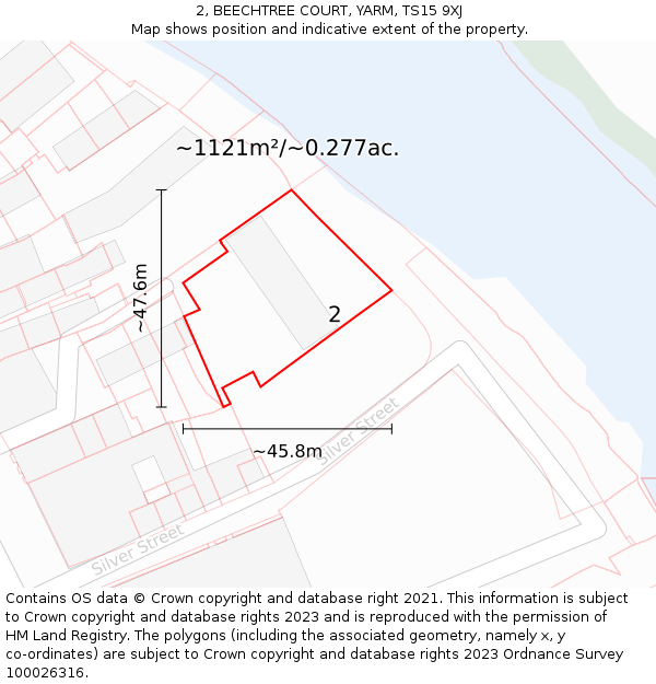 2, BEECHTREE COURT, YARM, TS15 9XJ: Plot and title map
