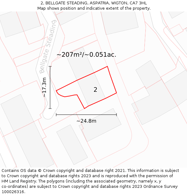 2, BELLGATE STEADING, ASPATRIA, WIGTON, CA7 3HL: Plot and title map