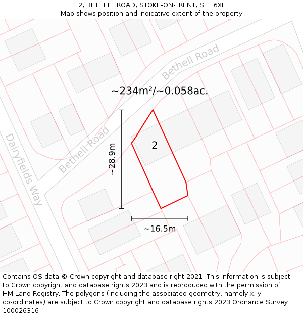 2, BETHELL ROAD, STOKE-ON-TRENT, ST1 6XL: Plot and title map