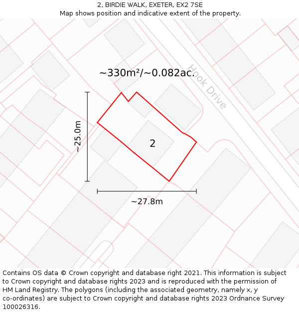 2, BIRDIE WALK, EXETER, EX2 7SE: Plot and title map