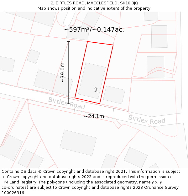 2, BIRTLES ROAD, MACCLESFIELD, SK10 3JQ: Plot and title map