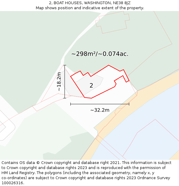 2, BOAT HOUSES, WASHINGTON, NE38 8JZ: Plot and title map