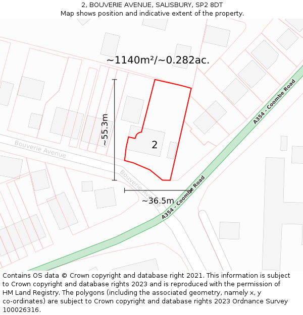 2, BOUVERIE AVENUE, SALISBURY, SP2 8DT: Plot and title map