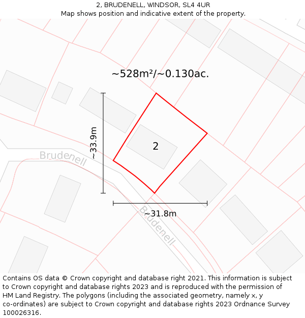 2, BRUDENELL, WINDSOR, SL4 4UR: Plot and title map