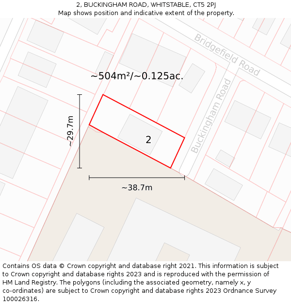 2, BUCKINGHAM ROAD, WHITSTABLE, CT5 2PJ: Plot and title map