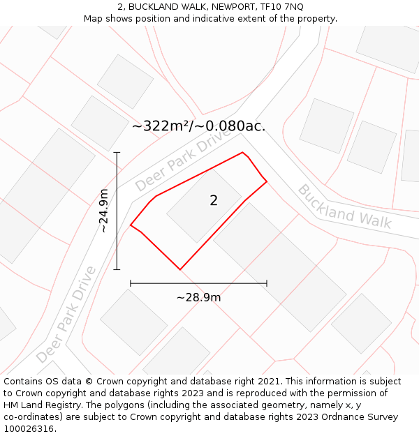 2, BUCKLAND WALK, NEWPORT, TF10 7NQ: Plot and title map