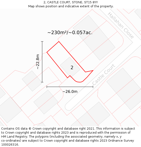 2, CASTLE COURT, STONE, ST15 8YY: Plot and title map