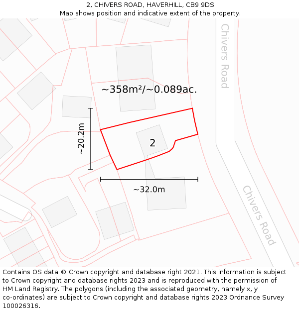 2, CHIVERS ROAD, HAVERHILL, CB9 9DS: Plot and title map