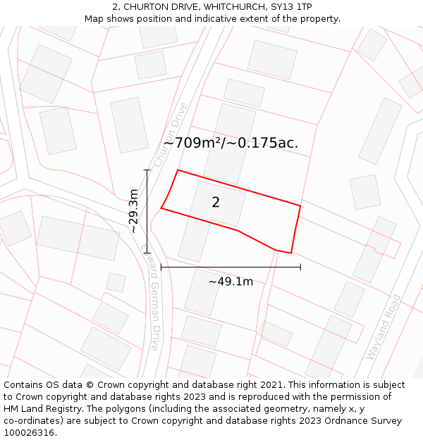 2, CHURTON DRIVE, WHITCHURCH, SY13 1TP: Plot and title map